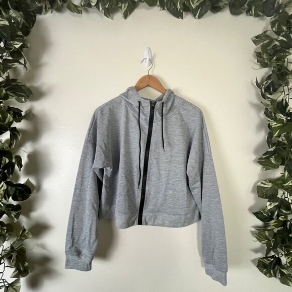 Shein Athletic Full Zip Waist Length Hooded Jacket Grey Women’s Size M - Picture 1 of 9